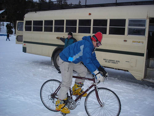 Gary riding in ski boots