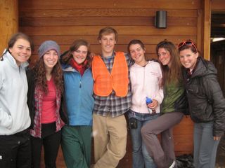 Kevin, the orange vest, and some lady semester students. Kevin, the orange vest, and some lady semester students.