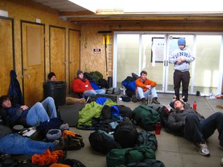 Students Lounging in Gear Bay