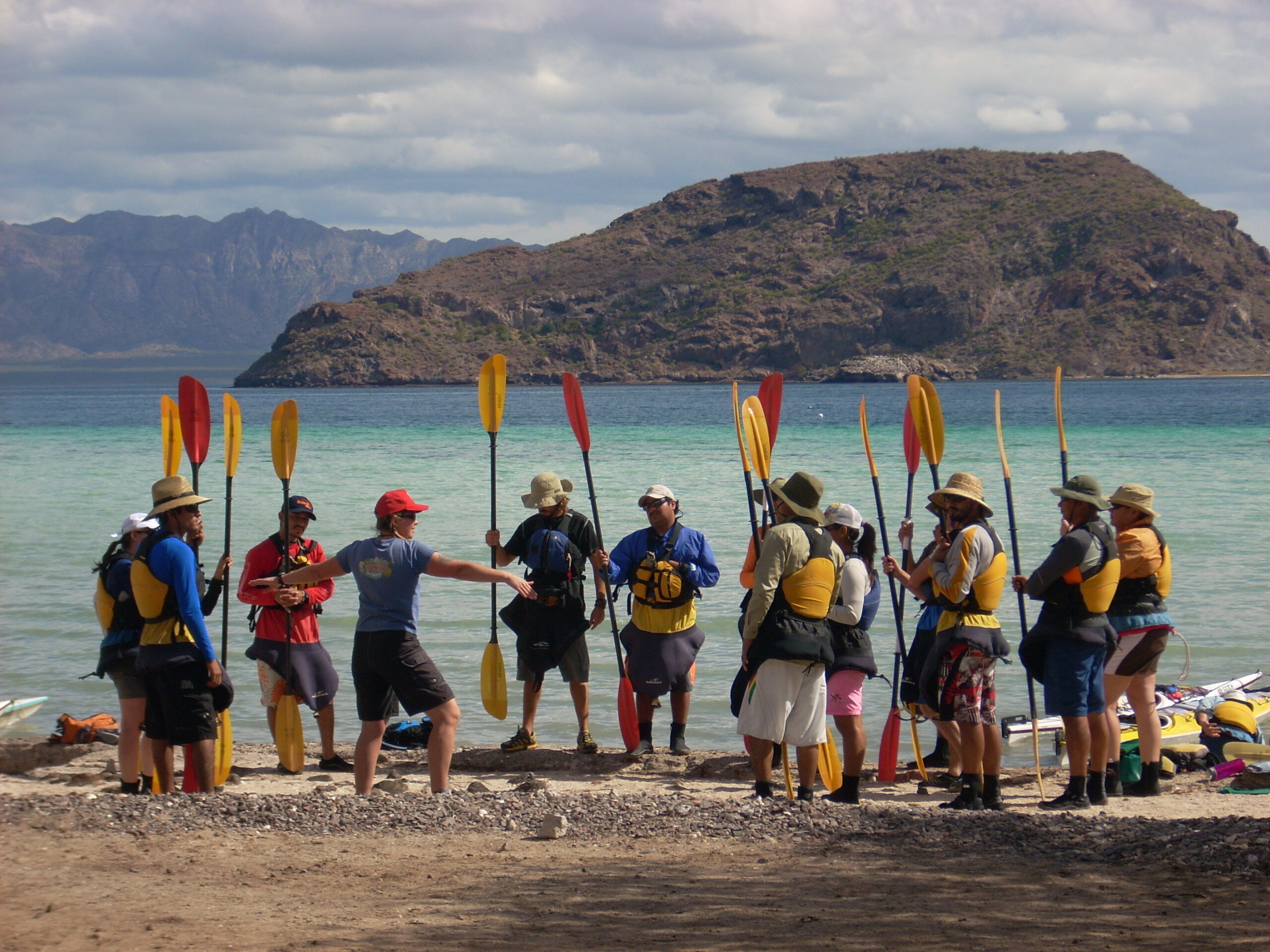 The Mexican Educator Course of 2010 prepares for a 14 day sea kayaking expedition in Baja California Sur.  Instruction in paddle signals and group travel.
