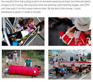 Photos from an EMT course with text by Ida.