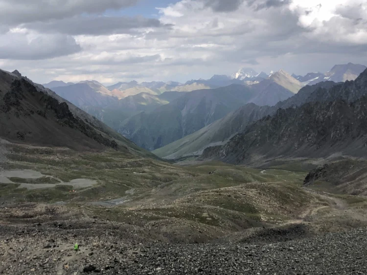 Rocky mountains in the foreground and background