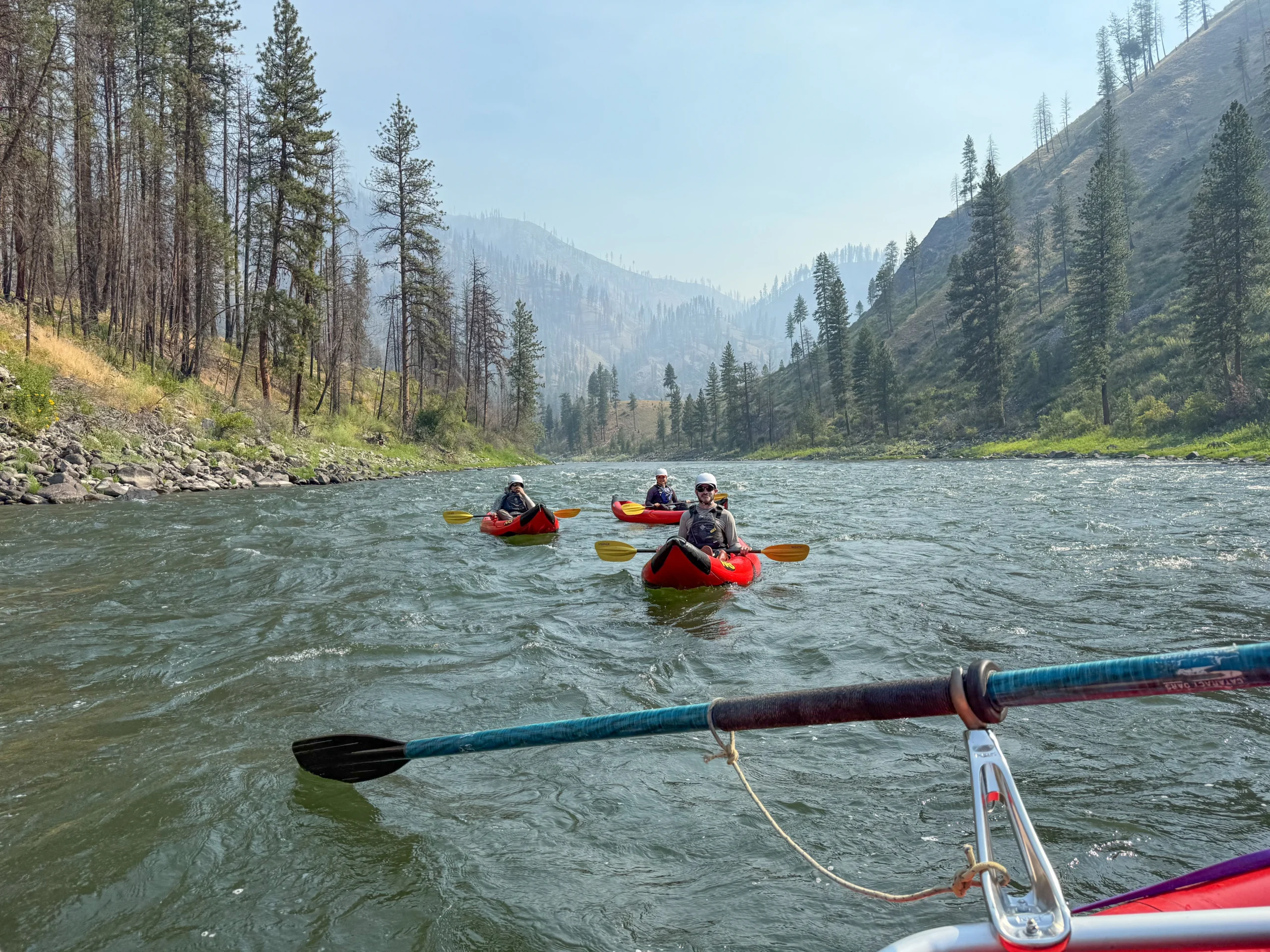 Rafters paddle in duckies down the Salmon River